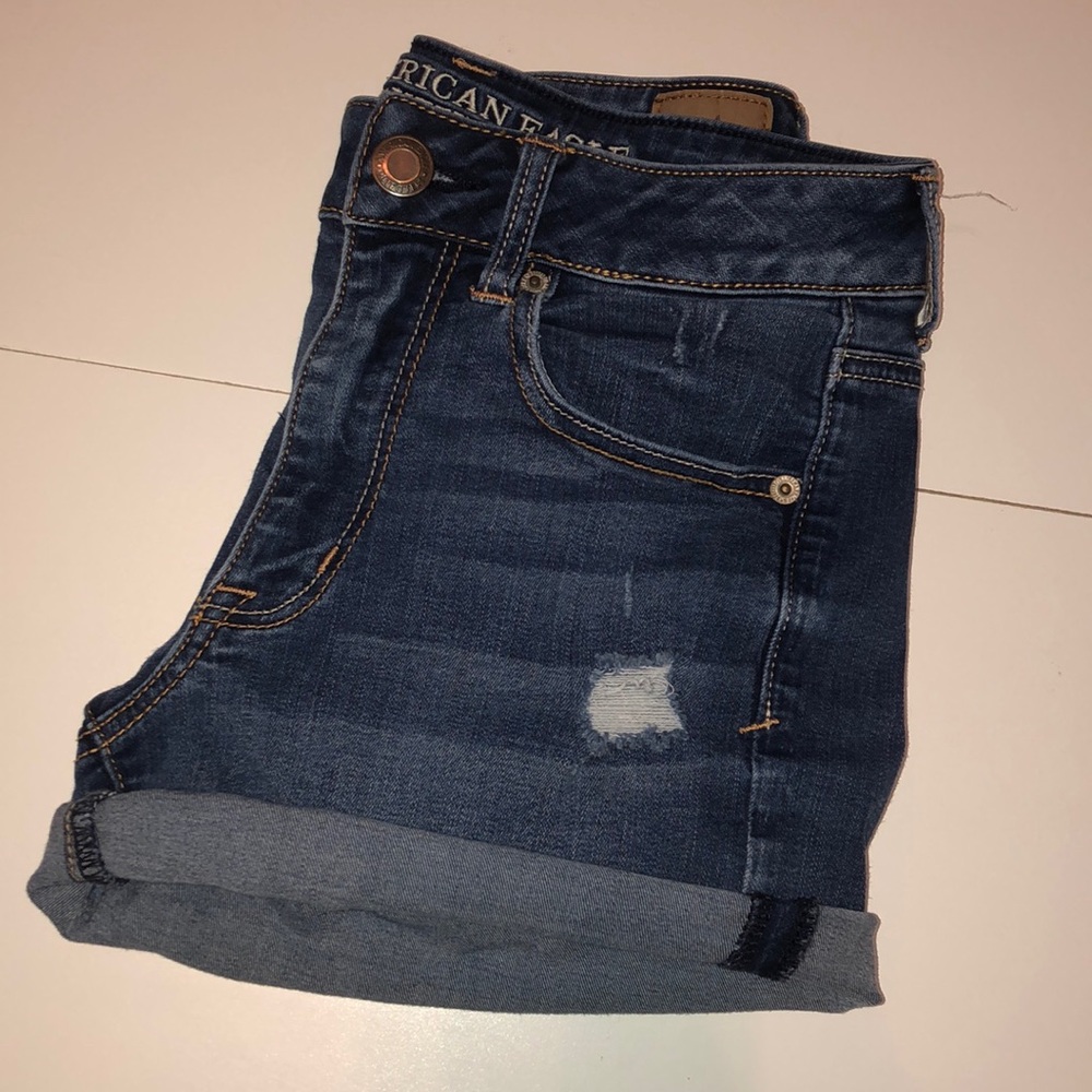 AEO high rise shortie jean shorts